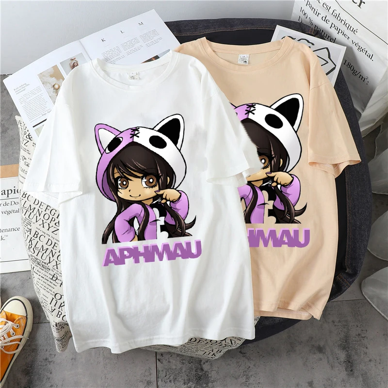 

Summer 2022 Harajuku Japanese Anime Aphmau Cat Fairy Grunge Loose Short Sleeve Y2k Aesthetic Kawaii Top Oversized T-shirt Cloth