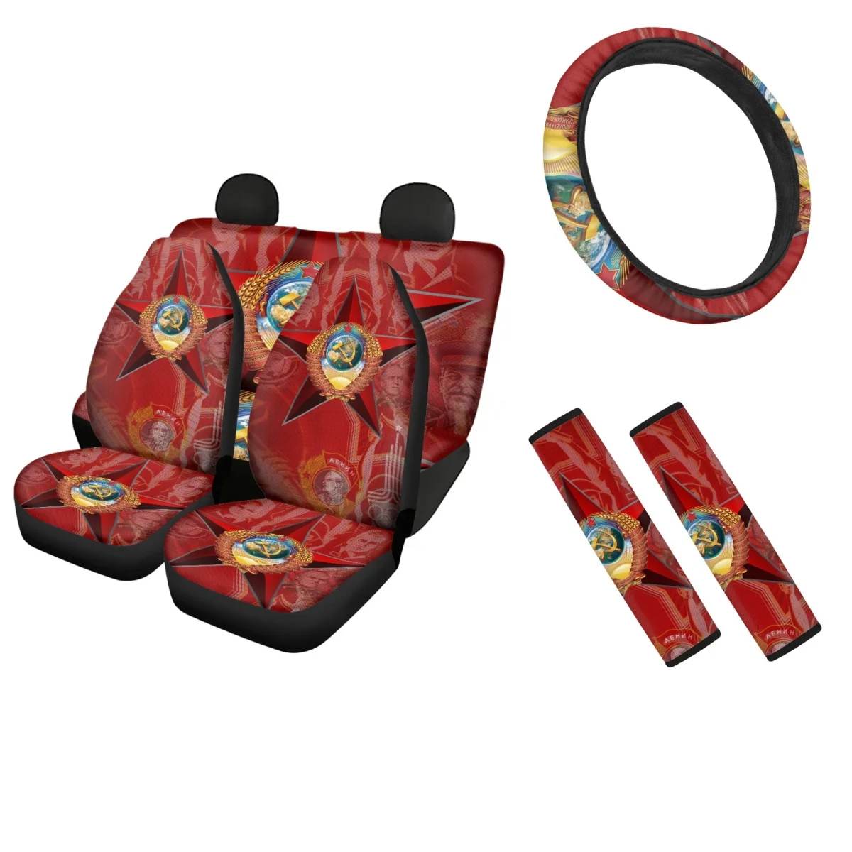 

Противоскользящий чехол на переднее и заднее сиденье автомобиля с флагом СССР