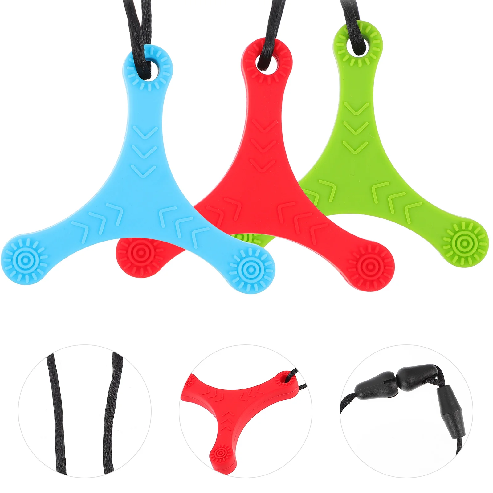 

3 Pcs Silicone Pendant Necklace Autism Sensory Kids Biting Chewable Aide Chewing
