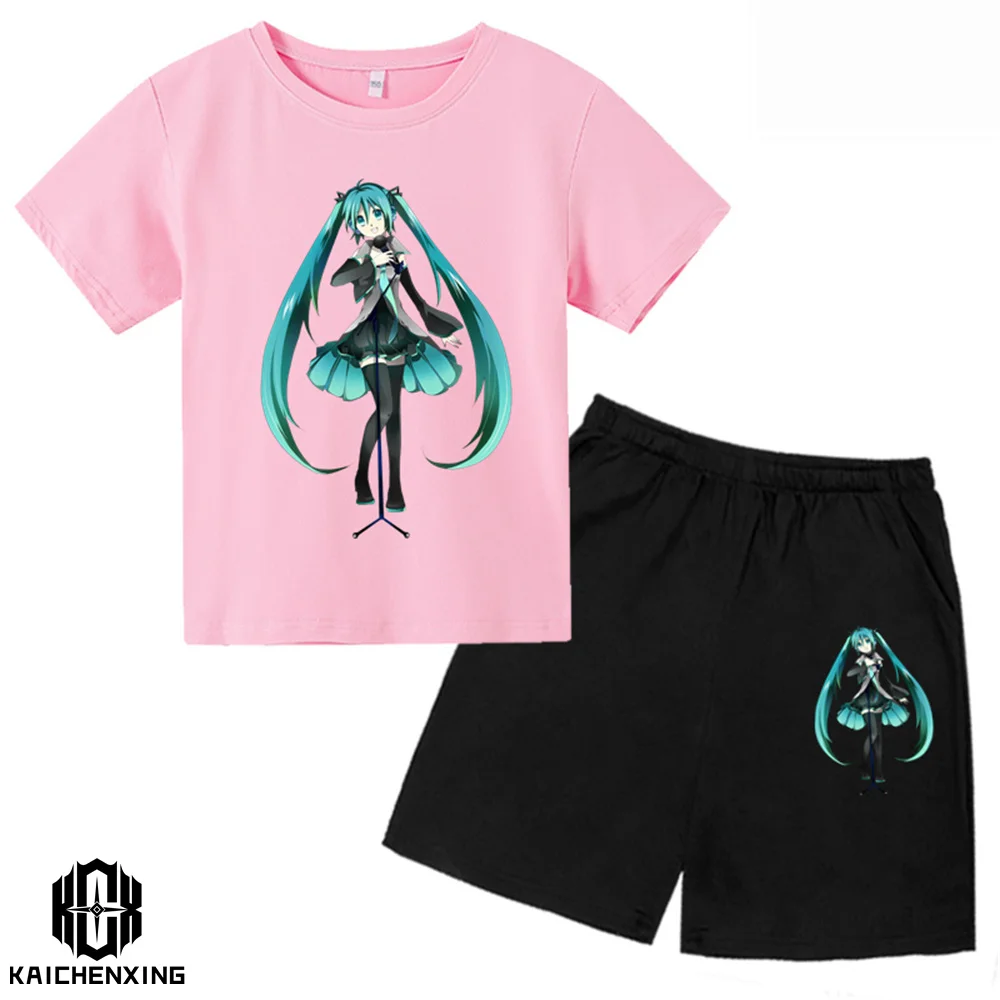 

2023 Hatsune Miku Kids T-Shirt Cartoon Girls Tshirt Short Sleeve Children Streetwear Pullover Baby Boy Clothes Women Casual Tops