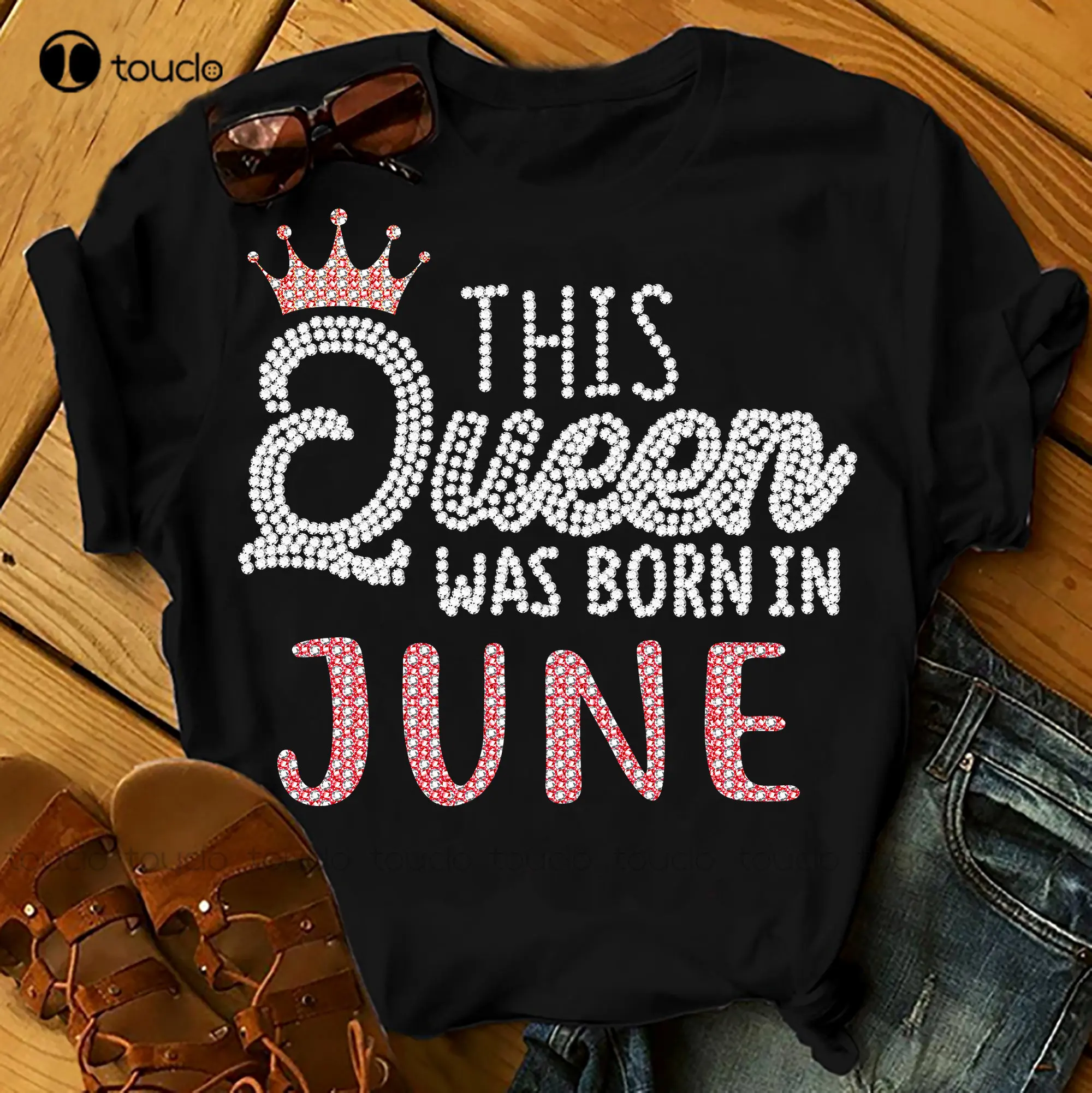 

This Queen Was Born In June Shirts Women Birthday T Shirts Summer Tops Beach T Shirts Pink Shirts For Women Xs-5Xl Custom Gift