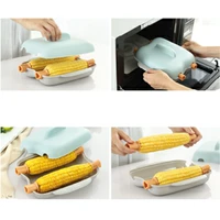 microwave corn cooker microwavable 2 corn steamed case with handle box cookware accessory kitchen gadget