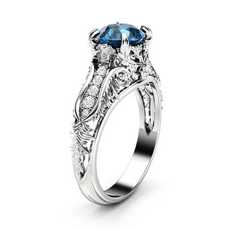 

HOYON 10K White Gold Color Sapphire Ring For Women Fashion Blue Diamond Zircon Topaz Jewelry 925 Sliver Wedding Ring Free Ship
