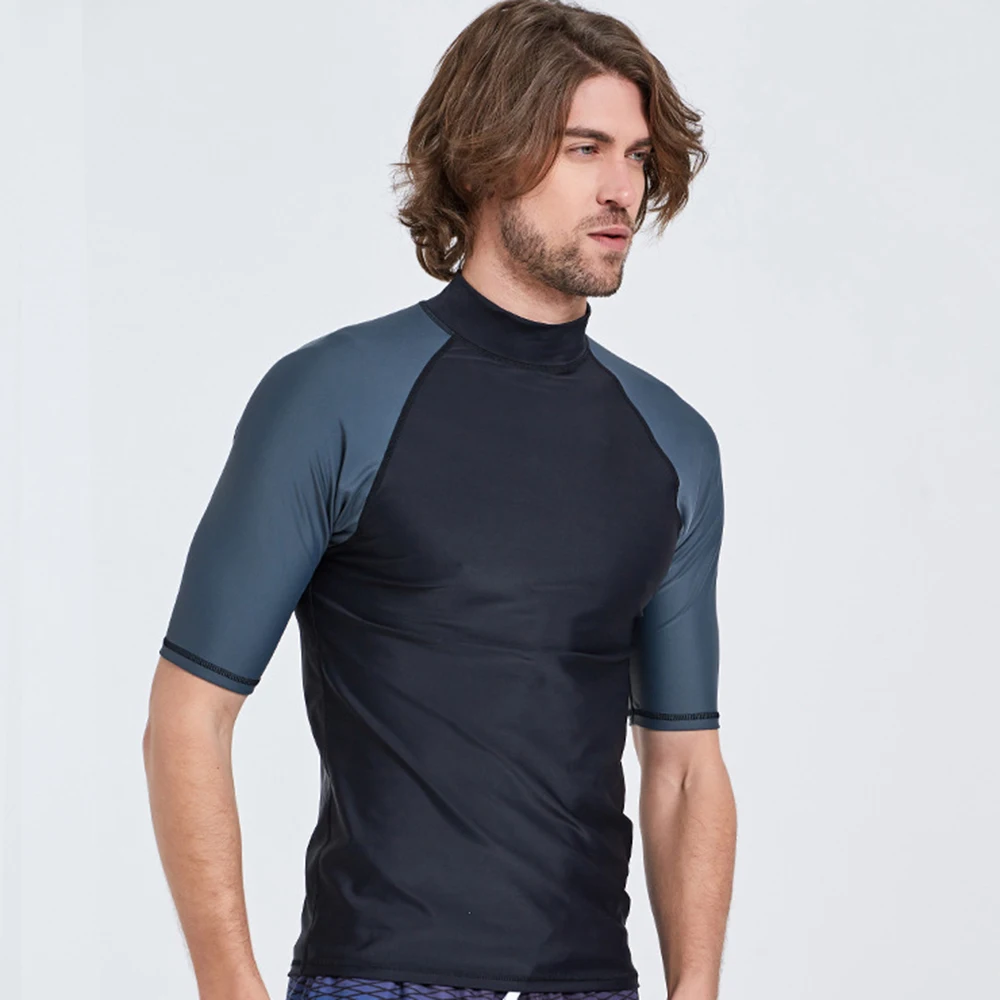 Men's Sunscreen Quick-Drying Split Comfortable Swimming Surfing Short-Sleeved Fashion Water Sports Beach Swimming Surfing Top