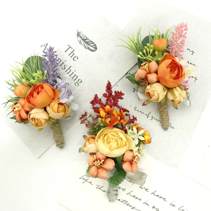 Искусственная бутоньерка BAIFUMINGYI, цветы, аксессуары для свадебного костюма