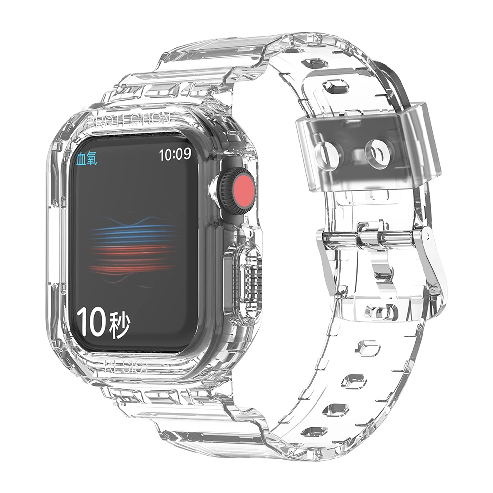 

Clear Sport Band for Apple Watch 45mm 41mm 44mm 40mm 42mm Silicone Transparent Watchband for iWatch Series 8 7 6 5 4 3 SE Strap