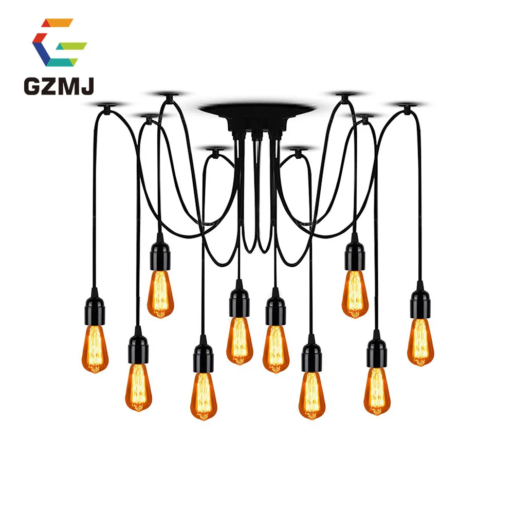 

GZMJ LOFT Retro Spider Pendant Lights Lustre Chandeliers 6-10 Arms Adjustable Edison Bulb Lamp E27 Art Spider Ceiling Luminaire