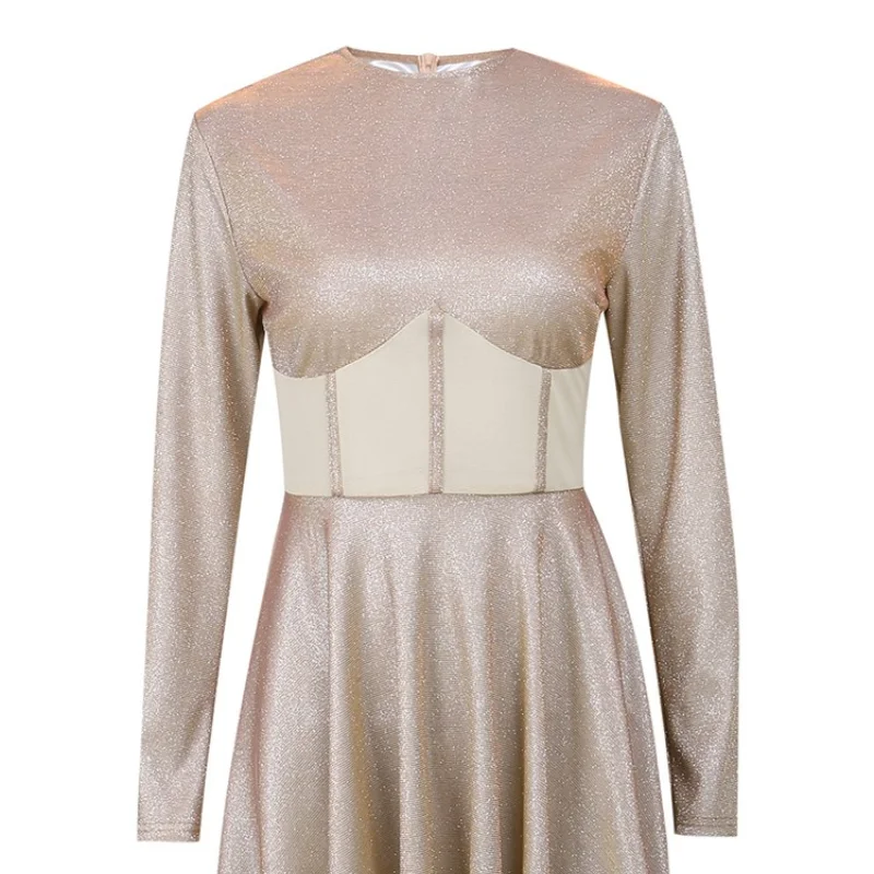 

2022 Sequin Women Elegant Mini Dress Long Sleeve Mesh Autumn A Line Casual Sexy Fashion Party Club Street Female Clothing