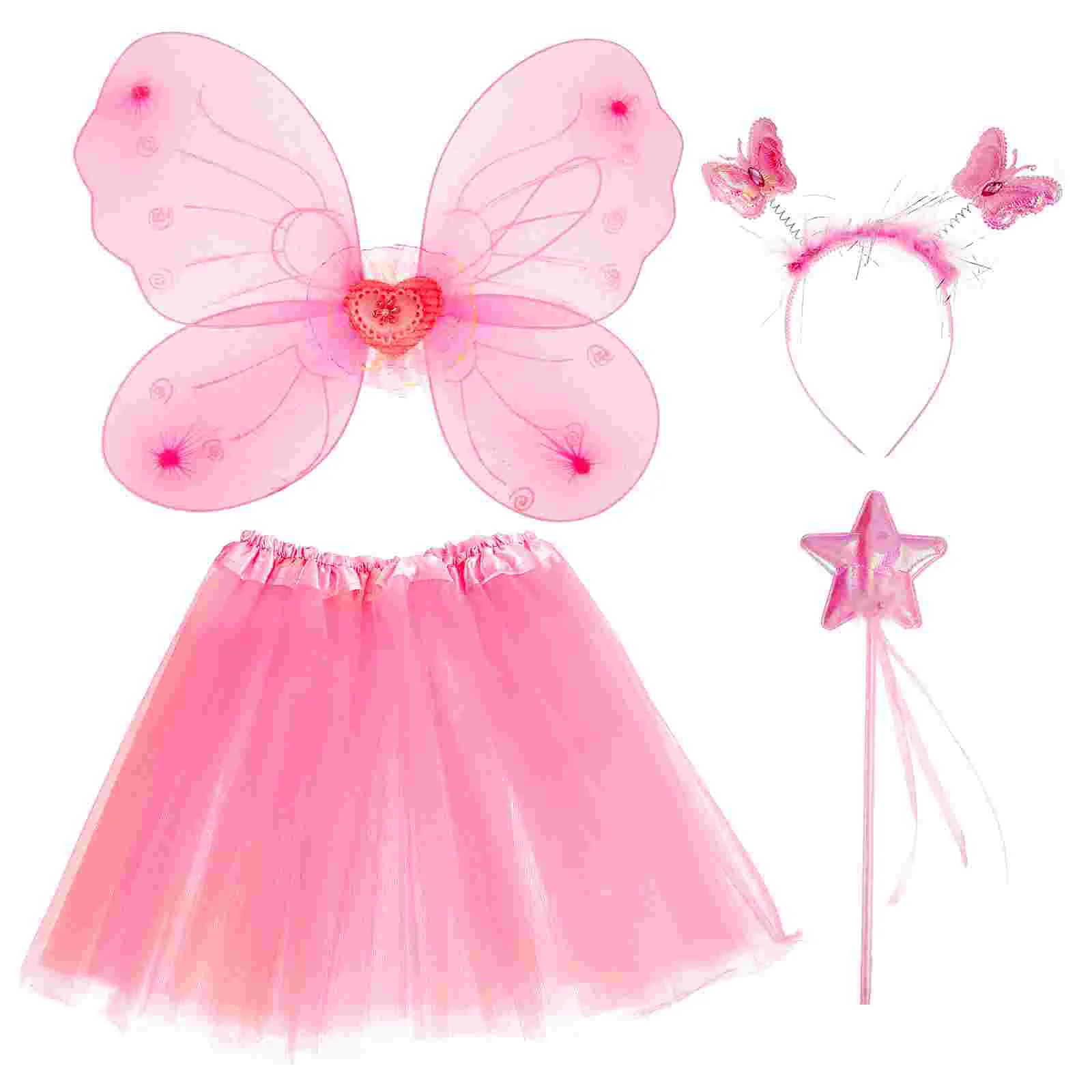 

Butterfly Wings Four Piece Set Girls Dress Kit Girl's Fairy Party Favor Outfit Cosplay Costume Supplies Accessories