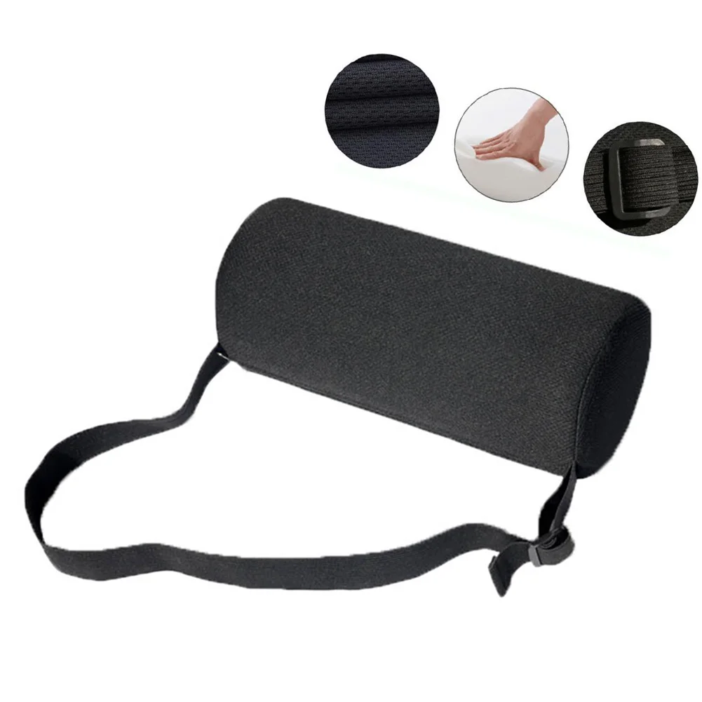 

Lumbar Roll Waist Protecter Universal Pillow For Car Seat Low Back Support Office Chairs Travel Fatigue Relief Adjustable Buckle