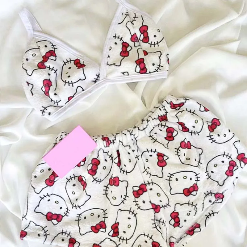 Пижамные штаны из 2 предметов для косплея Kawaii Hello Kitty