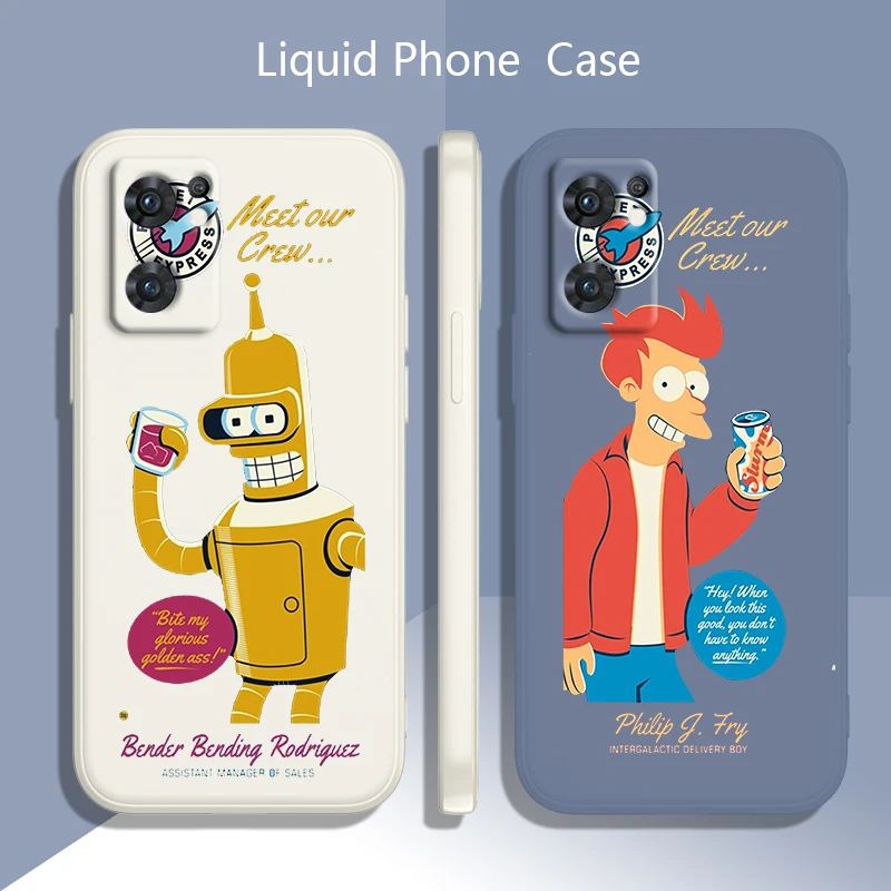 

Disney Futurama Fry Bender Phone Case For OPPO Find X5 X3 Lite F21 A96 A94 A93 A77 A76 A74 A72 A57 A53S A16 Liquid Rope