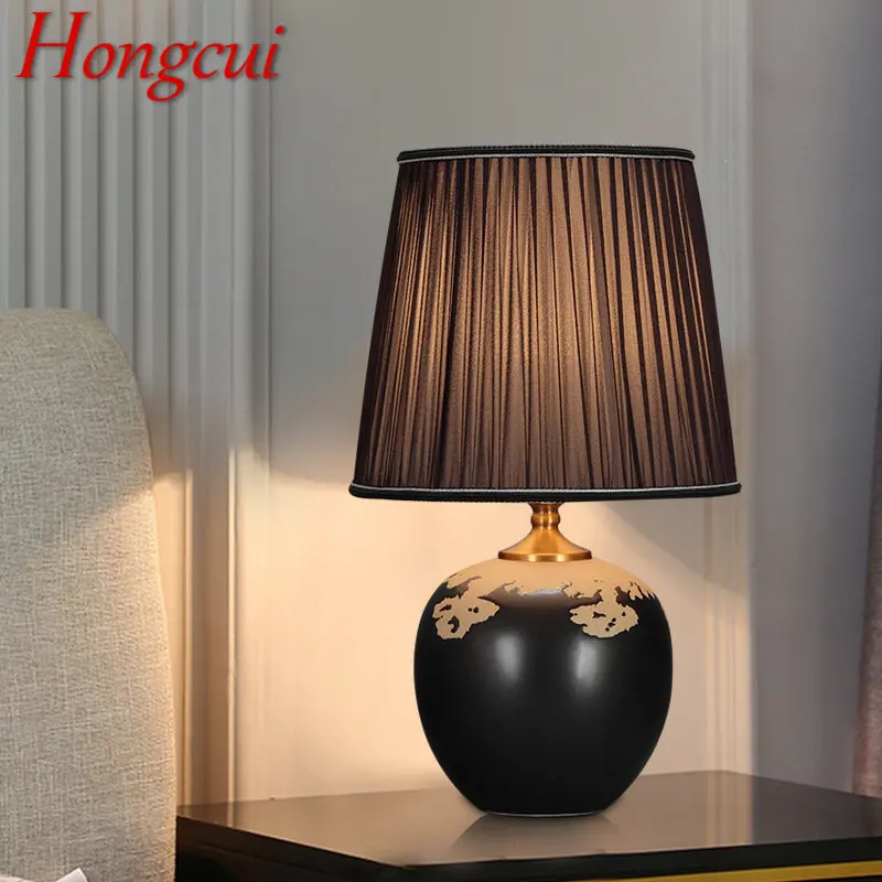 

Hongcui Ceramics Table Lamps LED Modern Creative Black Dimming Desk Light For Home Living Bedroom Bedside Decor