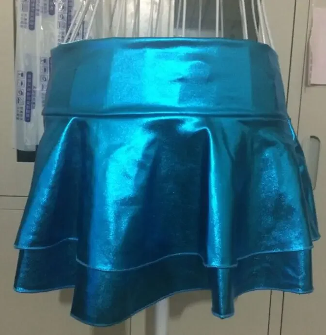 Женская сексуальная двойная юбка-тортик эротическая лакированная кожа мини-юбка