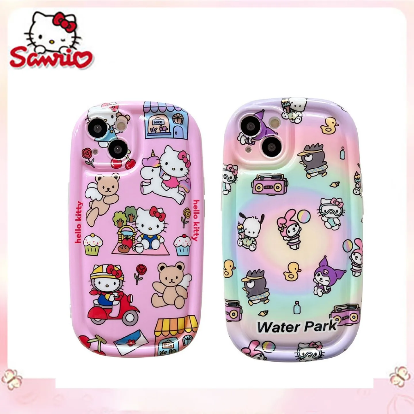 

Cartoon Sanrio Kt Cat Kuromi Suitable For Iphone11 12 13 PRO PROMAX XR XSMax Mobile Phone Shell Anti-fall All Inclusive Cover