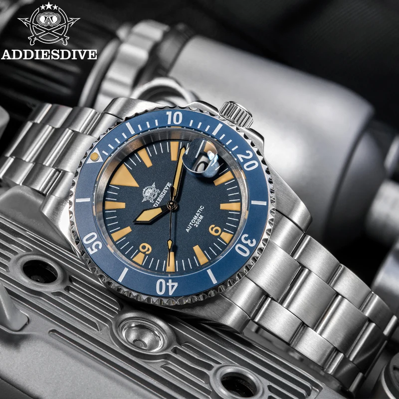 Мужские автоматические часы ADDIESDIVE AD2064 с сапфировым стеклом светящиеся