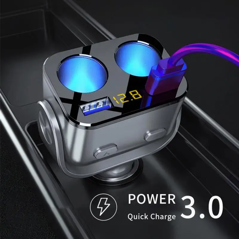 

Car Cigarette Lighter Socket Splitter Charger Dual USB QC 3.0 Quick Charge 12V Auto Cigarette Lighter Sockets Power Adapter Plug