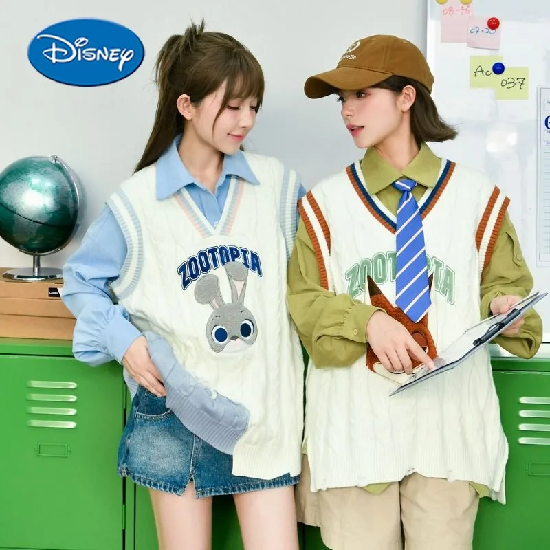 Трикотажный жилет из мультфильма Disney с V-образным вырезом и вышивкой для