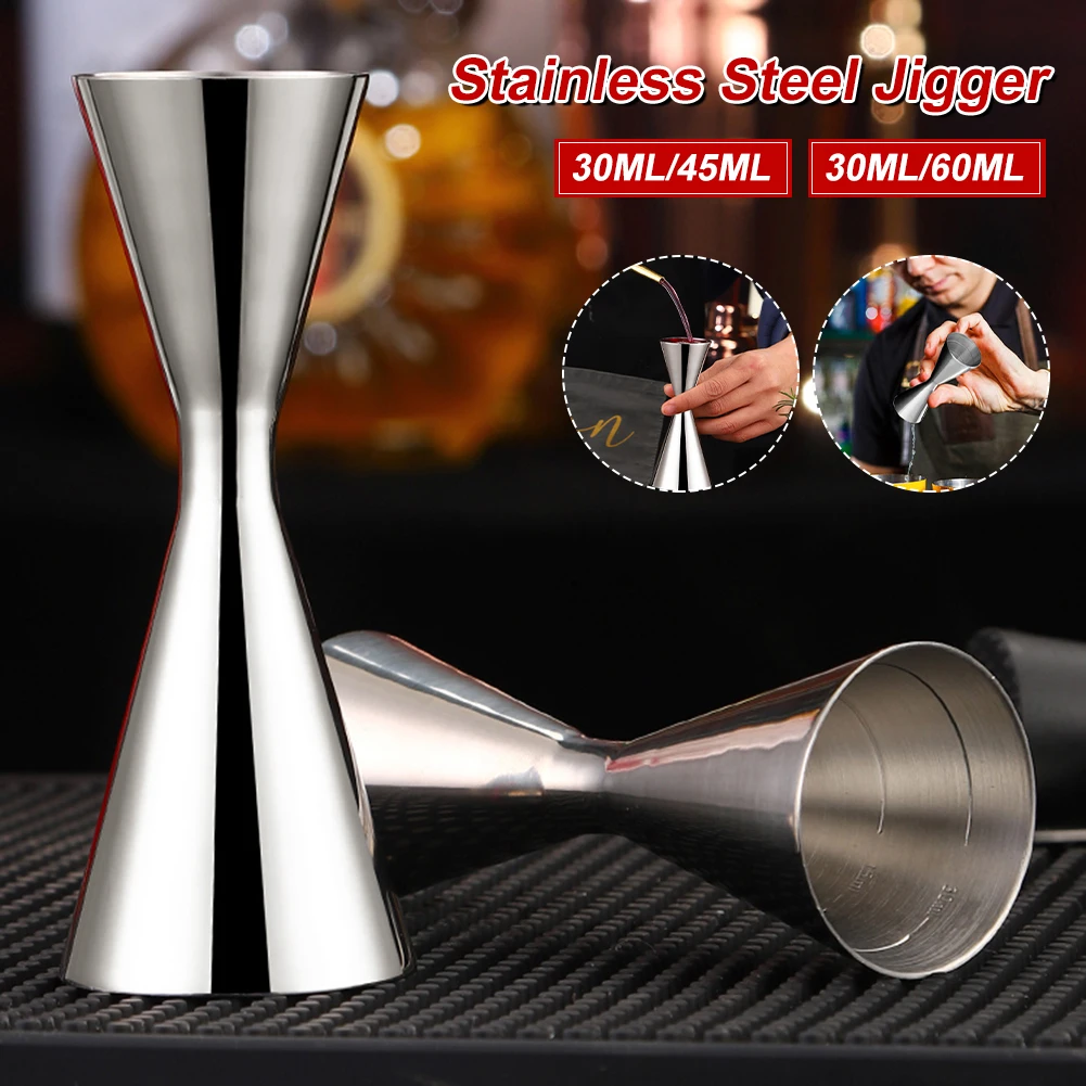 

30/60ml Jigger for Bartender Stainless Steel Cocktail Jigger with Measurements Double-Headed 1/2oz for Home Bar Party Club Tool