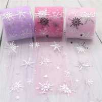 25y snowflake tulle roll spool fabric wedding birthday party decorations festival gifts diy craft supplies headwear accessories