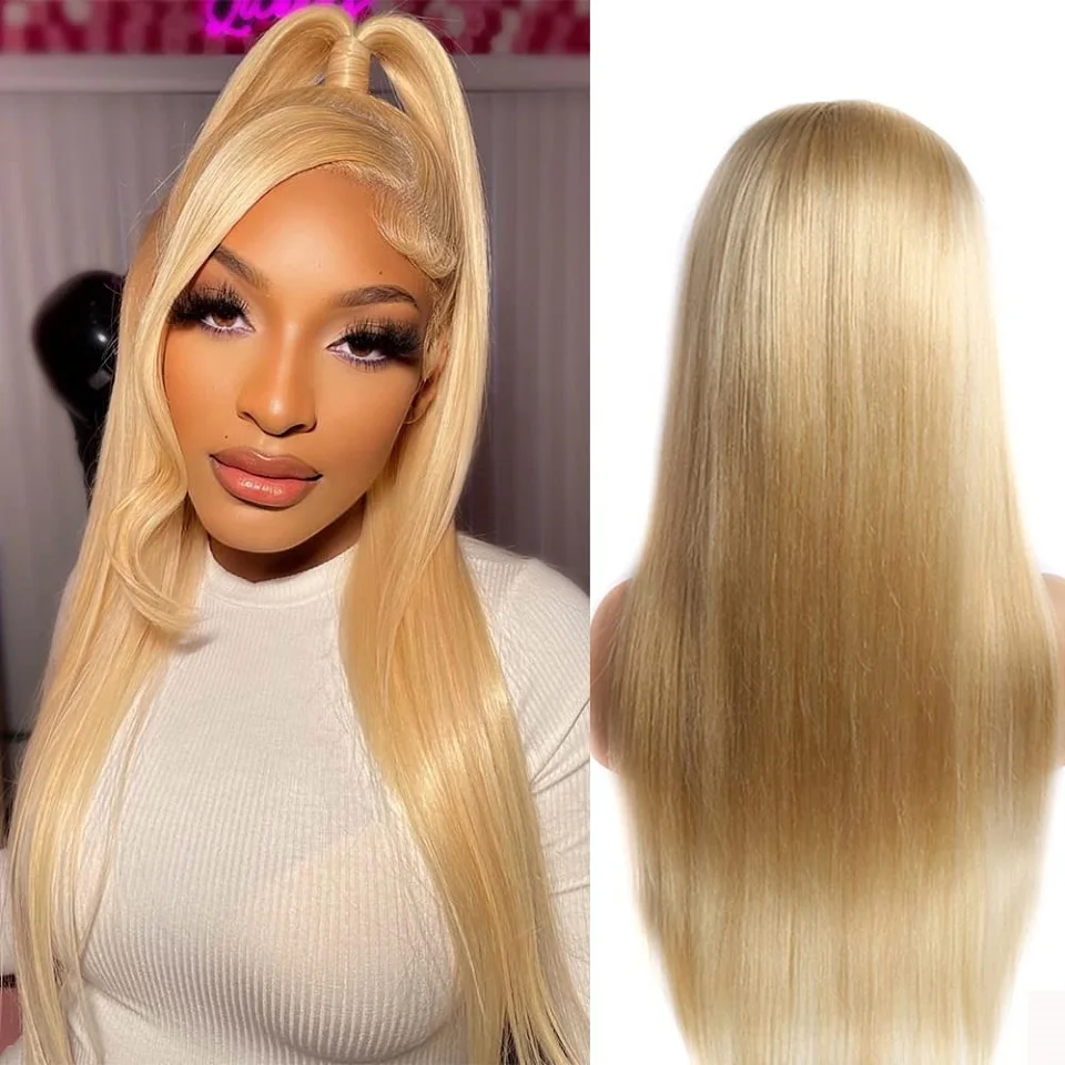 

Malaysian Colored Human Hair Wig Female 613 Honey Blonde Straight Lace Front Wigs on Sale Clearance Hair Prostheses for Women