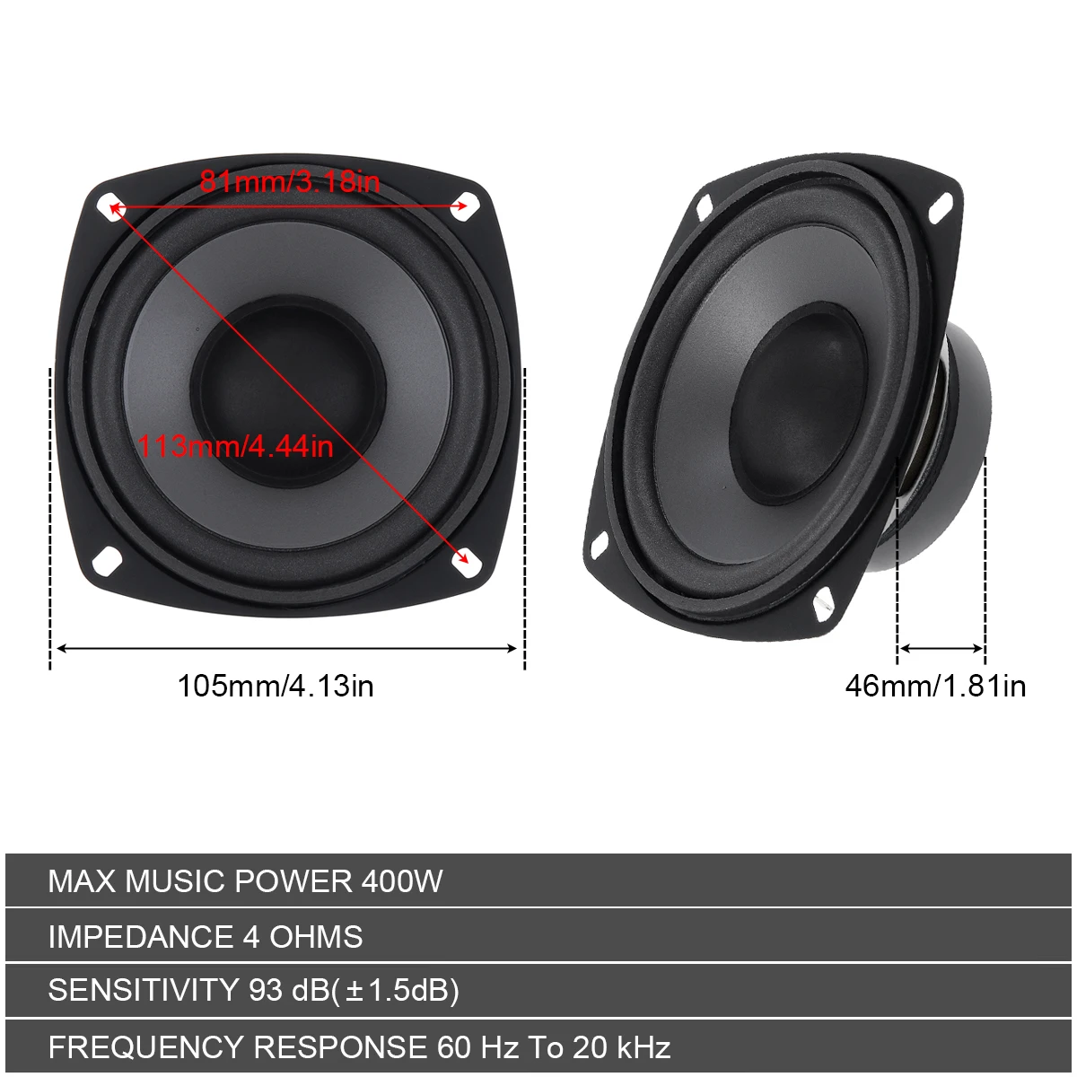 2-полосный автомобильный коаксиальный HiFi-динамик 5 дюймов 400 Вт автомобильная