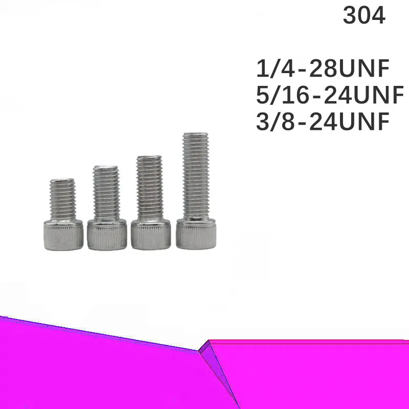 

10 pieces 1/4-28 5/16-24 3/8-24 UNF 304 American Hexagon Socket Fine Tooth Screw With Cylindrical Head Cup Head Screw