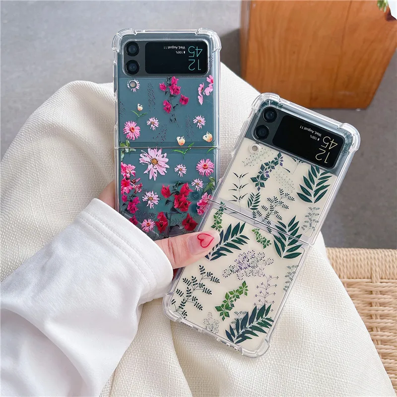 

For Samsung Z Flip 3 4 Case Colorful Summer Fresh Print Clear Shockproof Protective For Samsung Galaxy Z Flip 4 3 Phone Cover