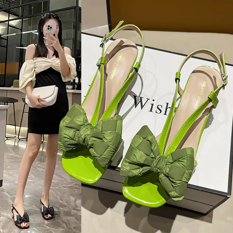 

Fashion Women Sandals 2022 New Summer Niche Design Sandals Beautiful Bow Pumps Handmade Sweet Shoes for Women