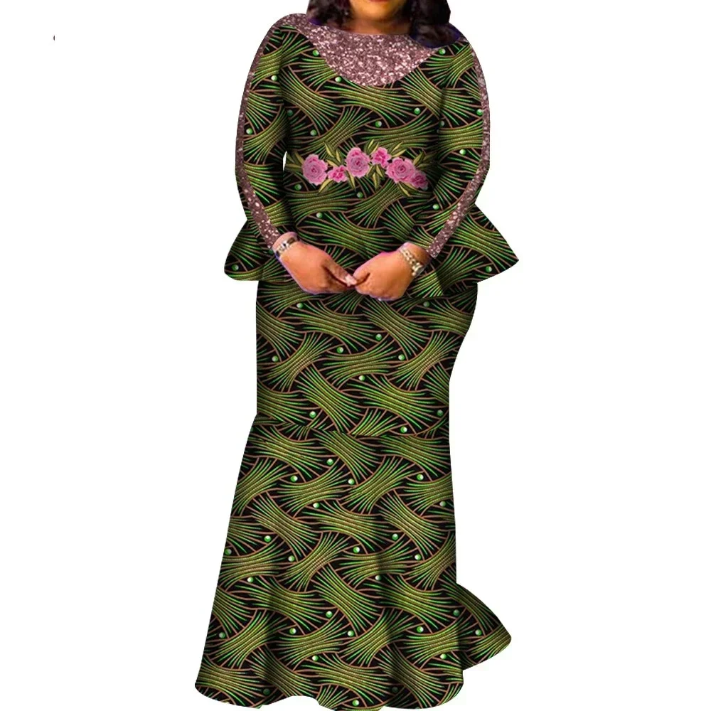 Популярный дизайн с длинным рукавом костюм из 2 предметов африканская женская