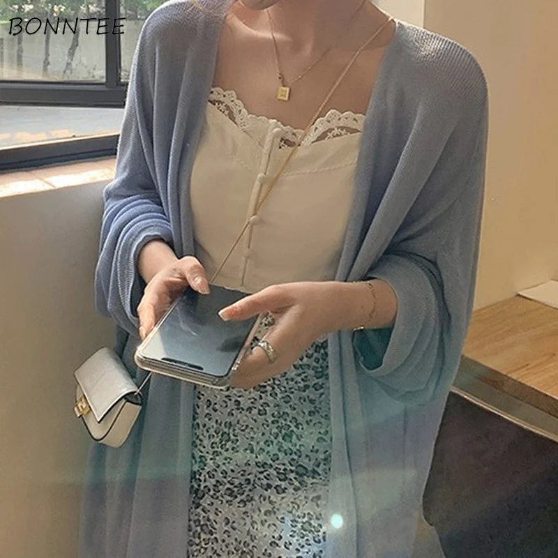 

Cardigan Women Solid Simple Breathable Leisure All-match Sun-proof Loose Elegant Female Cozy Korean Style Trendy See Through New