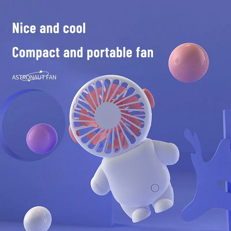 

Summer Small Mini Blue Charger Gift Mini Pink Charging Astronaut With Portable Fan Fan Portable Fan