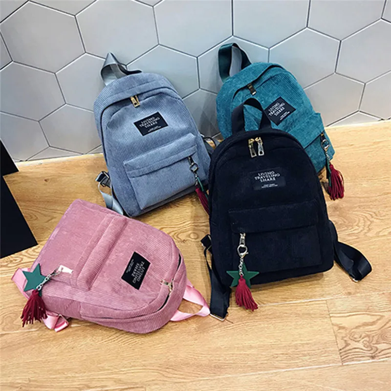 

Women Mini Corduroy Backpack Female Eco Simple Canvas Backpacks Ladies Elegant Small Travel Bags Backpack For Teenage Girls