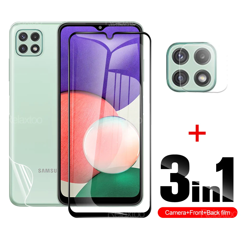

3 в 1 закаленная Передняя и задняя пленка для Samsung A22, A22s, Защитная пленка для экрана камеры Samsung A20, A20S, A21, стекло для экрана