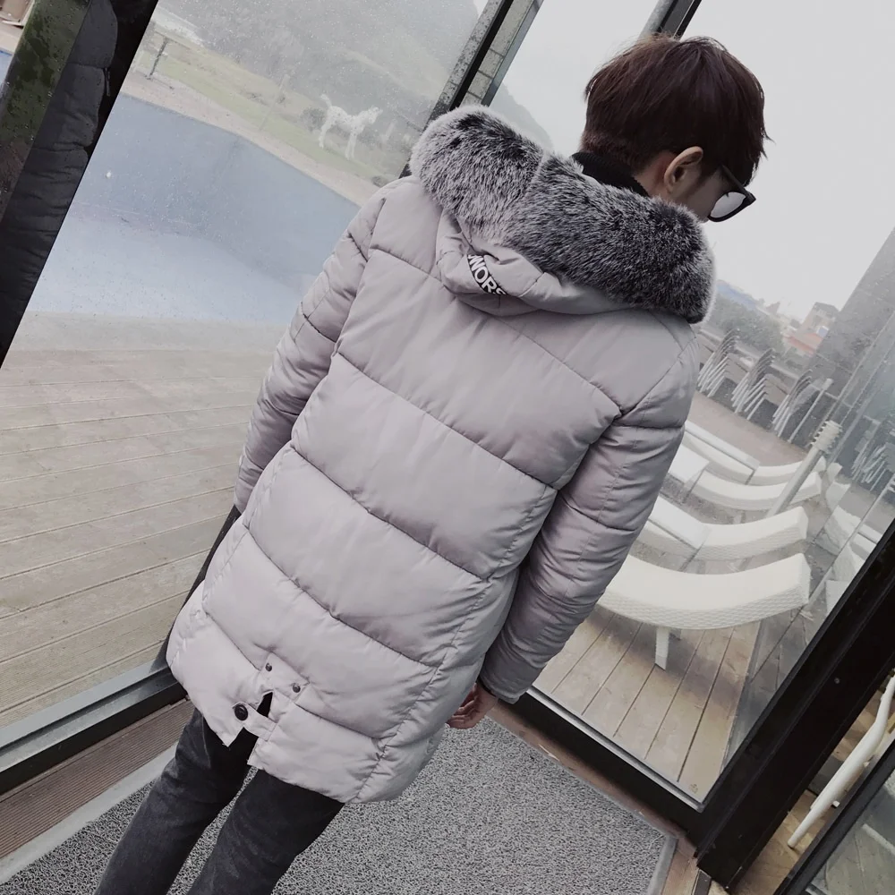 Мужская зимняя куртка на хлопковом наполнителе с меховым капюшоном - купить по