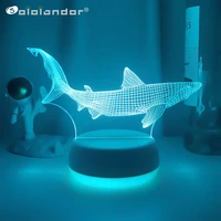 new shark 3d led fishing tools within fish table lamp home decor party 16 colors changing night light bedside sleep decor light