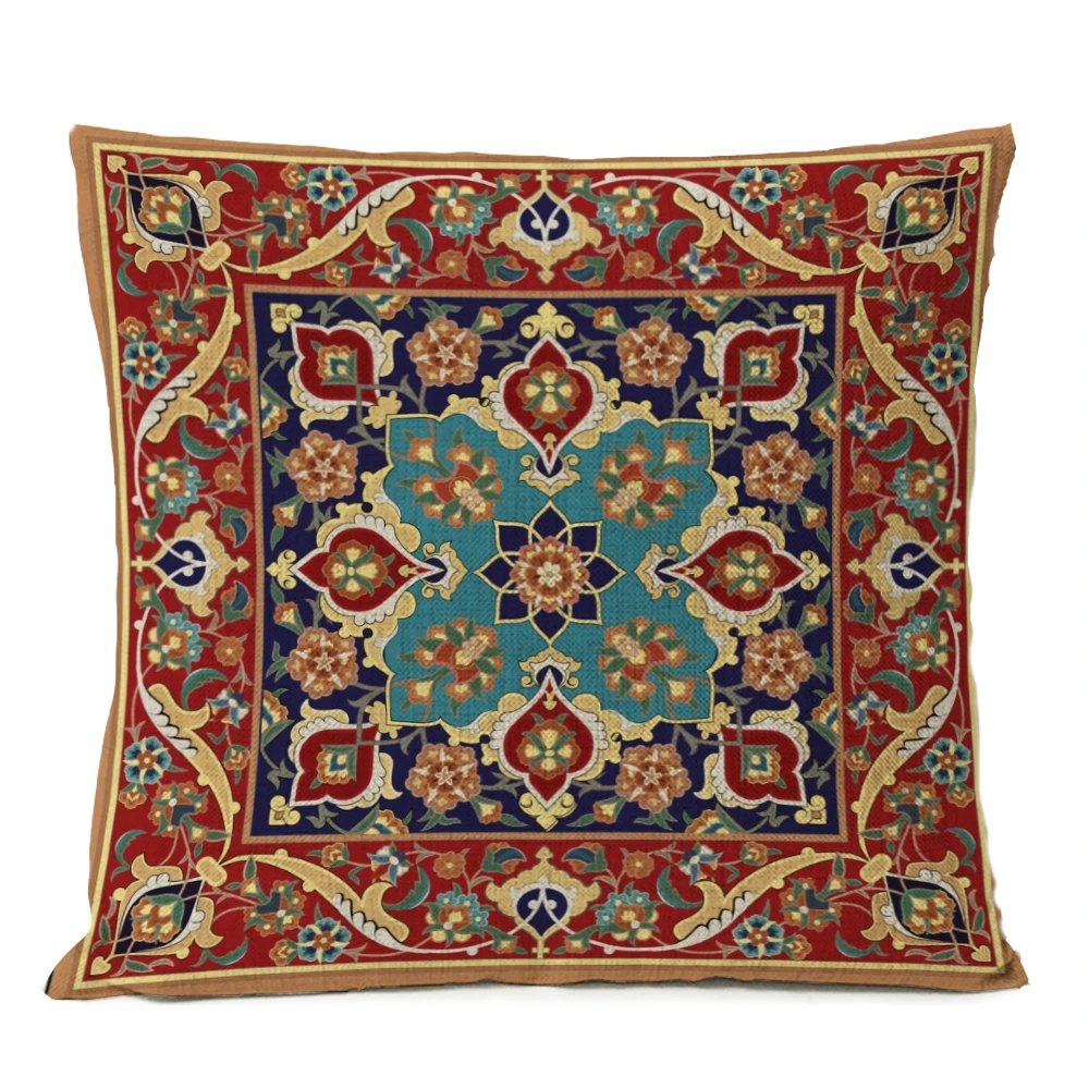 

Этническая персидская искусственная Геометрическая красная синяя Этническая текстура богемная Подушка украшение для дома