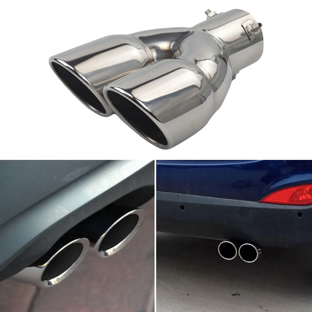 

Car Rear Tail Throat Liner Accessories Car Styling Bolt-on Dual Exhaust Tip Rolled Edge Slant Cut Tailpipe Muffler Tip 3 inch