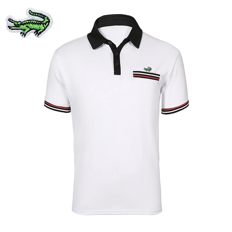 

Высококачественная новая деловая Повседневная футболка-поло в европейском и американском стиле, модная мужская футболка с коротким рукавом