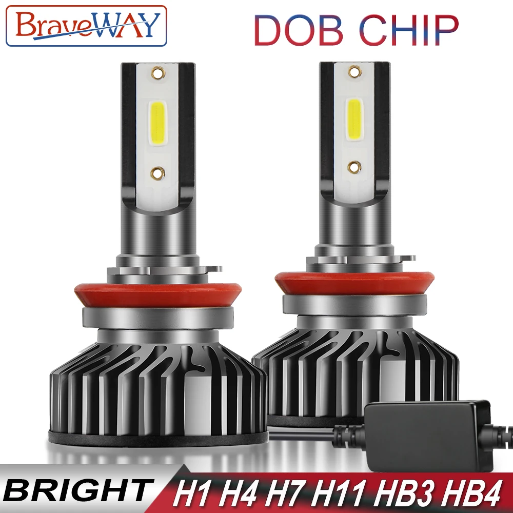 BraveWay DOB Чип Светодиодные ледяные лампы для авто H1 H4 H7 H8 H11 HB4 9006 Лампочки светодиодные фары H7 72W 12000LM 12V