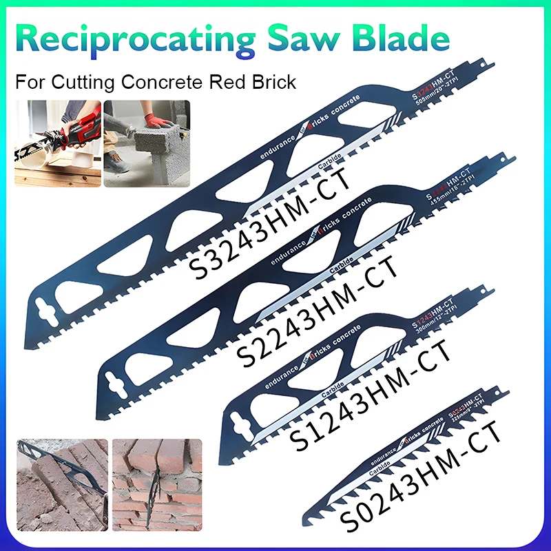 

Reciprocating Saw Blade Multitool All-purpose Demolition Masonry Cutting Red/grey Brick And Stone Alloy Saber Saw Saw Blade