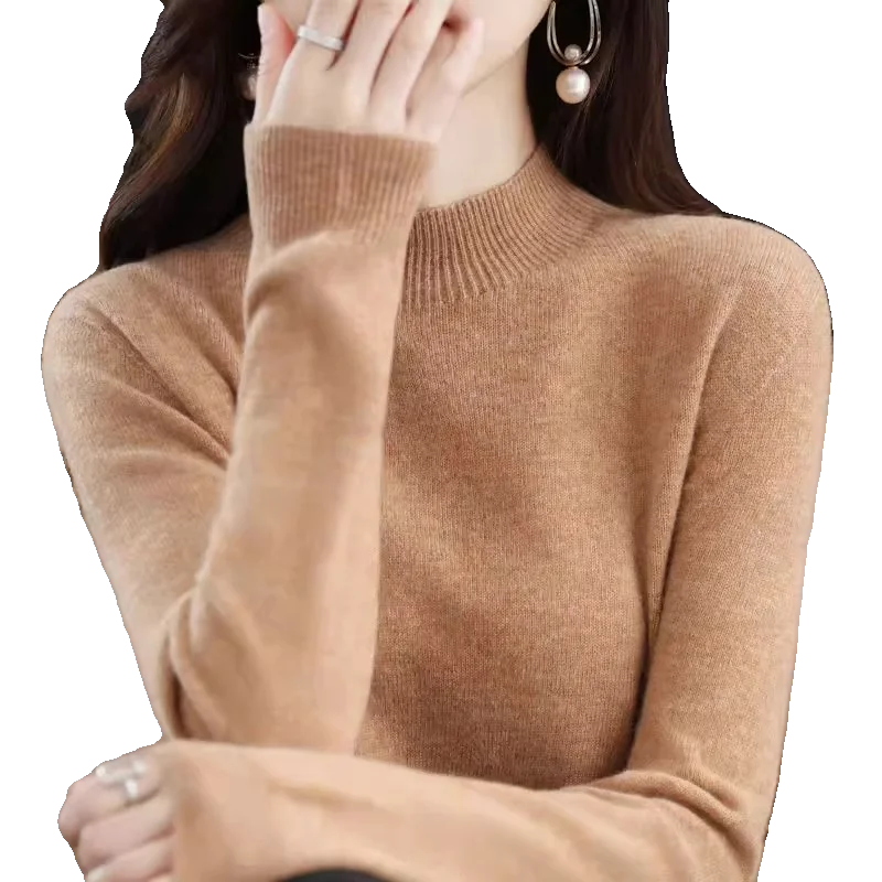 Autumn New Half-high Collar Sweater Women Knit Pullover Versatile Loose Slimming Long sleeve High-End Bottoming Shirt 029