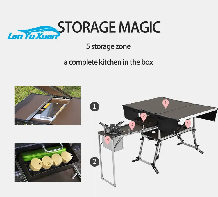 

BULIN C550 camp organizer kitchen rv camping cookware table foldable