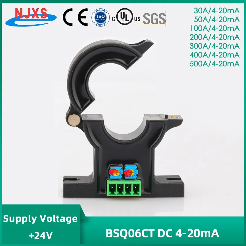 

DC 4-20mA Hall Current Sensor Split Core Transmitter AC Input Transducer Open Type Transformer BSQ06CT 30A 50A 100A / 4 20mA