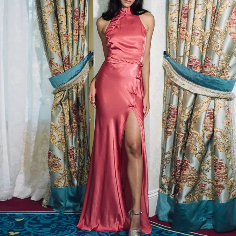 

Женское модное сексуальное платье с высоким разрезом в стиле ретро, платье подружки невесты, китайское платье Qipao, платье, платье