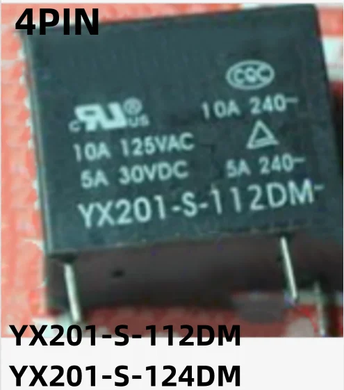 10 шт./лот, новинка, Φ 12 В постоянного тока, Φ 24 В постоянного тока, YX201 S, 112DM, 12 В, 4 контакта, 10 А, 12 В постоянного тока, 24 В