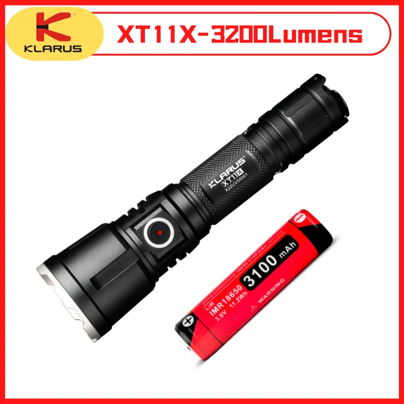 KLARUS XT11X LED Tactical Flashlight High-Powerful 3200Lumen USB Rechargeable Trcoh Light With 18650 3100mAH Battery