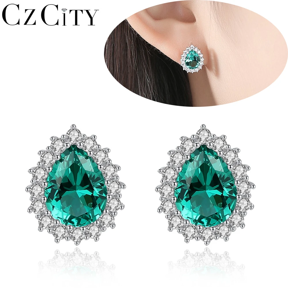

CZCITY серьги женские стерлинговое серьги серебро 925 пробы оригинальный серьги 2022 тренд новинка топаз сережки женские сережки гвоздики изыска...