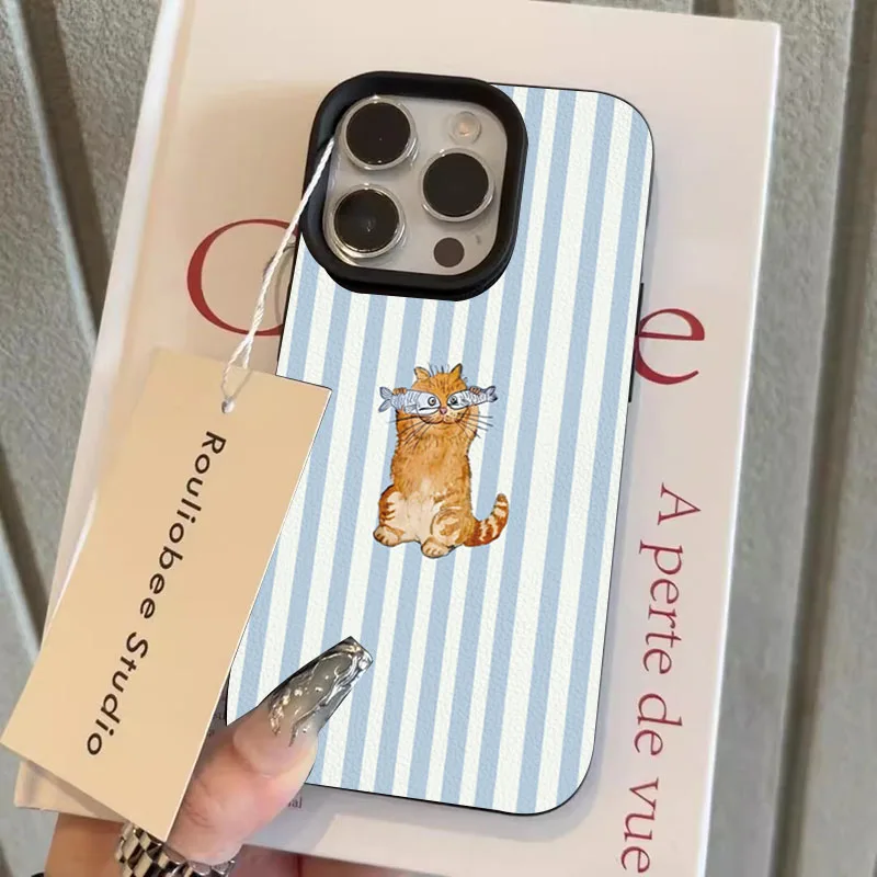 Фото Милый чехол для телефона с дизайном в полоску и рыбками для iPhone 17 Pro Max 15 14 13 12 Pro 11 16 Plus 17 Air X XR XS Max, мягкий чехол из ТПУ №2