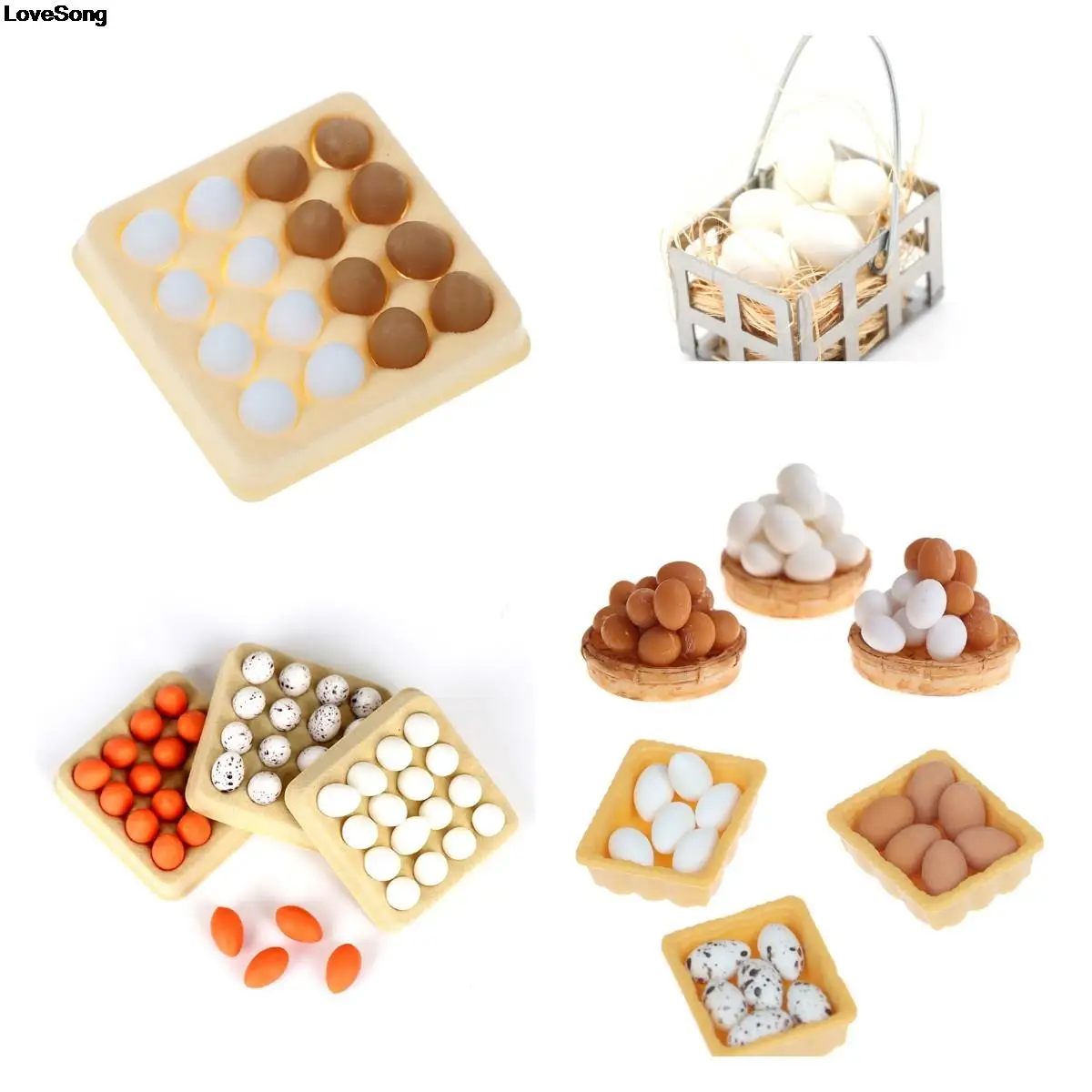 

1:12 mini Tray + 16pcs Miniature Eggs Kitchen Food Accessories Decor For Dollhouse Kitchen Food Pretend Toys Kitchen Toys
